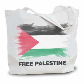 Nuckxy Free Palestine Canvas Tote Bag, Watercolor Palestine Flag, Reusable Grocery Bags, Antiwar Shoulder Bag, Gift For Woman- A20