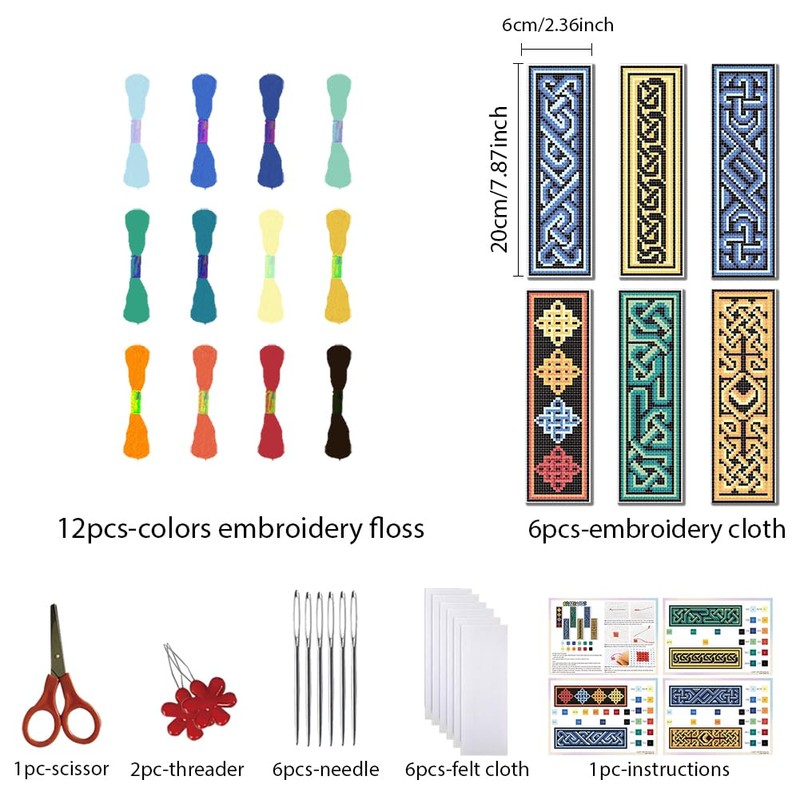 FREEBLOSS 6 Set Cross Stitch Bookmark Kit Cross Stitch Kit