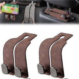 Car Hooks, Seat Back Storage Hooks, 2 in 1 Double Folding Seat Hook for Car, Car Seat Back Leather Double Hook, Universal Concealed Multifunctional Headrest Hook, Purse Hook for Car Seat (Gray)