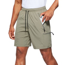 Viodia Pantalones cortos cargo de senderismo para hombre, elásticos, de secado rápido, ligeros, para hombre, pantalones cortos deportivos de pesca con bolsillos, verde grisáceo , 3X-Large