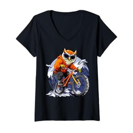 Womens Bike Owls V-Neck T-Shirt