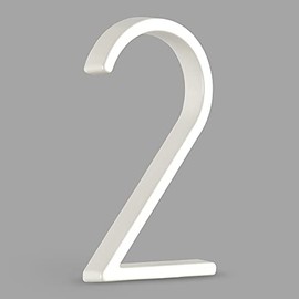 HASWARE Floating House Number Sign: 5 inch Modern Door Signage - Striking for Street Home Address Numerals (2, White)