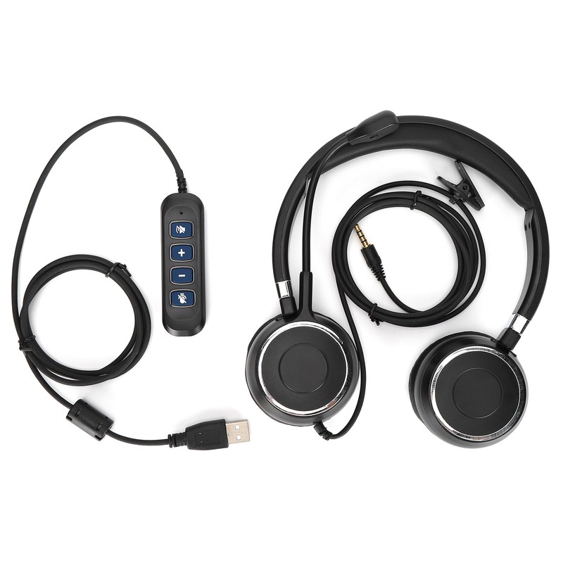 Binaural Headset Office Headset with Mic and Audio Control for