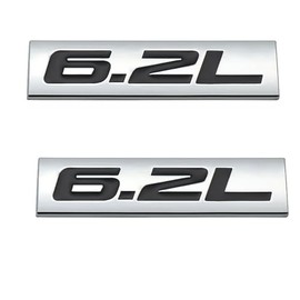 Pair Set 3D Metal 6.2L Engine Emblem Black V6 V8 Car Trunk Badge Sticker (Black Silver)