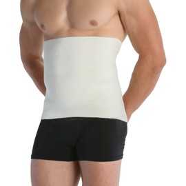 Easy8 - (White, XXL Abdominal Belt, Kidney Warmer, Wool and Cotton, Back Warmer, Kidney Belt, Belly Band, Women, Unisex, Thermal, Elastic