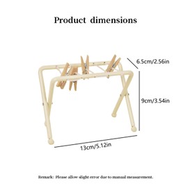 Dollhouse Clothes Rack, 1:12 Metal Clothes Rack with 4 Wooden Clips, Mini Dollhouse Furniture for Dolls Laundry Room, Balcony and Patio