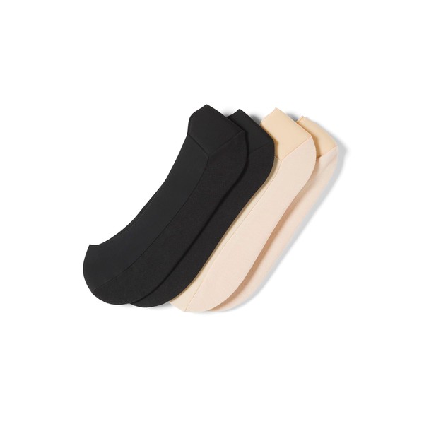 HUE Women's Cushioned Heel Back Liner Sock 2 Pair Pack,