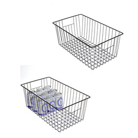 16inch Upright Freezer Organizer Baskets for 13-14,16-21 cu.ft Standup Freezer, Settle freezer chaos and reduce food waste effectively, Durable, Fully Use Space, Improve Air Circulate, Black, Pack 2