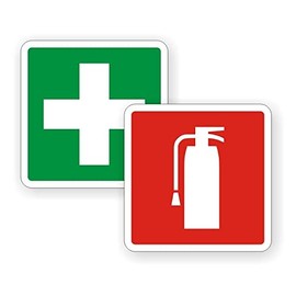 Stickers Decals Decorative 2 inch Fire Extinguisher First Aid Kit on Board Vinyl Decals Stickers Emblem