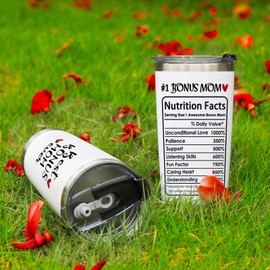 Breezy Valley Best Bonus Mom Ever Tumbler, Christmas Gift For Bonus Mom Stepmom, Bonus Mom Gifts Ideas From Kids Daughter Son Husband, to My Bonus Mom #1 Bonus Mom Cups, Step Mom Coffee Tumbler