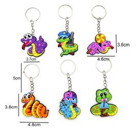JZK 30x Cartoon snake keyring keychain for kids birthday party favours, kids goody bags, kindergarten classroom prizes, lucky dip prizes for kids boys, party bags fillers