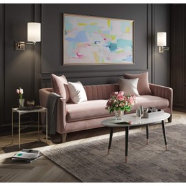 Elle Decor Clemintine Mid-Century Modern Living Room Furniture Collection, Oval Coffee Table, Marble