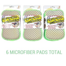 A&H Soft Scrub Microfiber Scrub n Wipe Cleaning Sponge Pads 6 Total Large 6.5"x4"