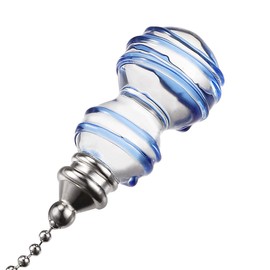 uxcell Clear and Blue Glass Pendant 12 Inch Brushed Nickel Pull Chain for Lighting Fans Pack of 2