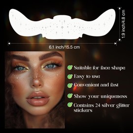 FeidyLong Glitter Freckles, 24 PCS Sliver Face Glitter Makeup Accessories, Face Glitter Tattoos Makeup Patches for Women, Fake Freckles for Festival Rave