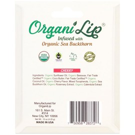 OrganiLip USDA Certified Organic Lip Balm for Nourishing Cracked or Dry Lips - All-Day Ultra Moisturizing Lip Care in Oval Shaped Tubes - 3-Pack (Cherry)