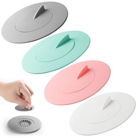 Bathtub Stopper,4pcs 2-in-1 Bathtub Drain Hair Catcher,Silicone Kitchen Bathroom Shower Water Strainer Protectors,Universal Flat Suction Shower Drain Cover,Washbasin Drain Stopper (Mix)