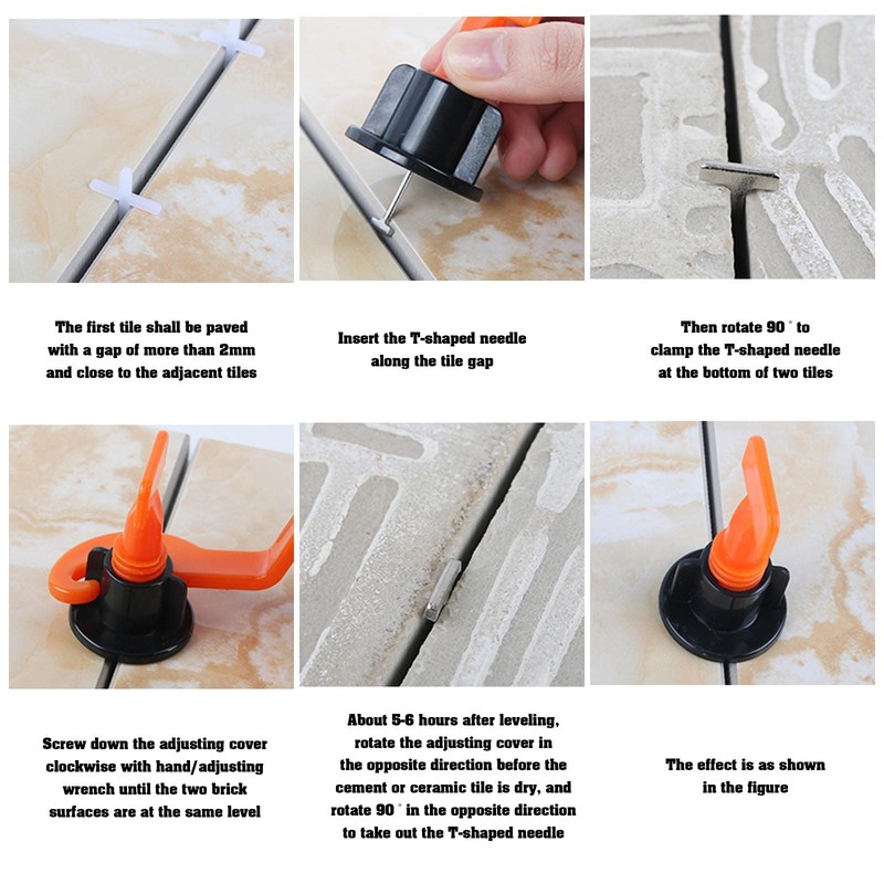 VGOL 200 Pieces T-Pins Interchangeable Steel Needles Tile Levelling System
