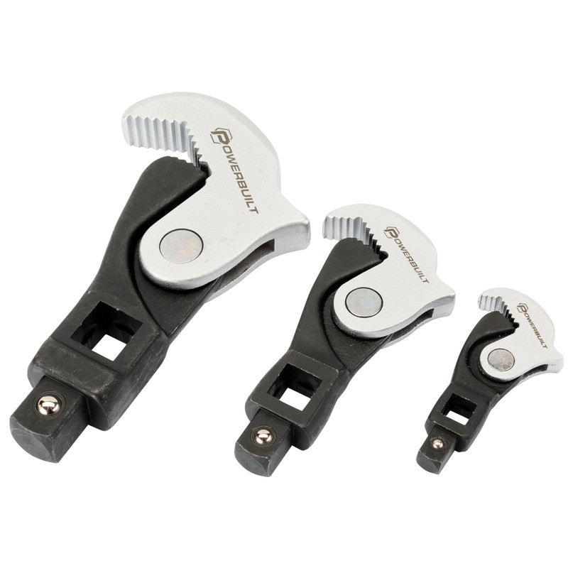 Powerbuilt 3 Piece Spring-Loaded Crowfoot Wrench Set, Adjustable, Auto Size,