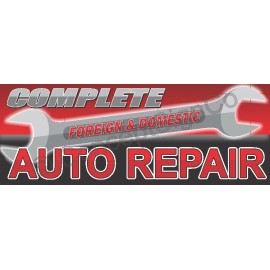 Concept Signs & Graphics 4'x10' COMPLETE AUTO REPAIR BANNER XL Sign Foreign Domestic Vehicle Car Shop RED