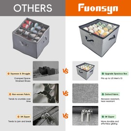 Fuonsyn 2 Pack Shoe Organizer, Shoe Storage Box with Clear Cover, Adjustable Dividers Fits 16-32 Pairs Shoe Boxes, Organizador de Zapatos, Grey