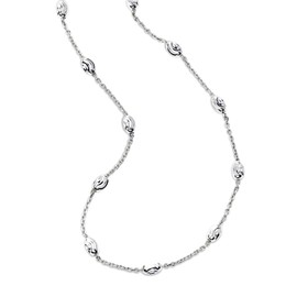 Verona Jewelers Sterling Silver Station Oval Bead Necklace for Women- Moon Bead Station Necklace and Anklet (10-36) 4 colors (18, Rhodium)