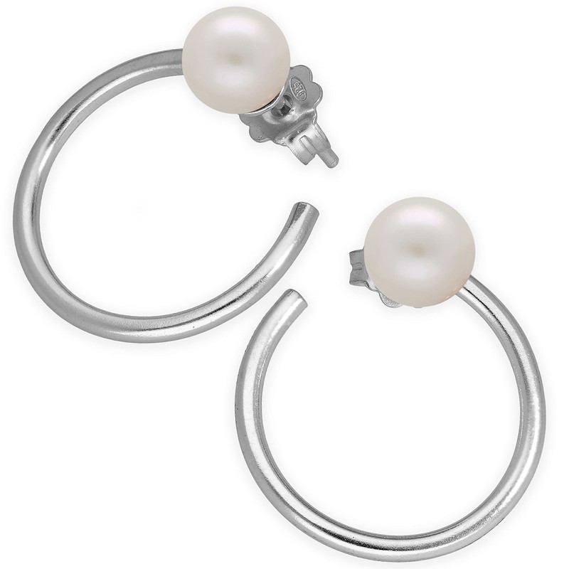 Minimalist Hoop Earrings Gold Plated Pearl Stud Earrings Small Hoop