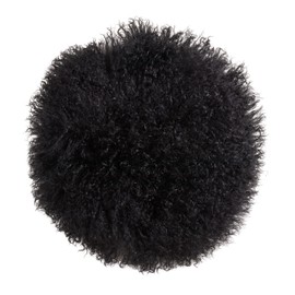 SARO LIFESTYLE 100% Wool Mongolian Lamb Fur Throw Pillow with Poly Filling, 13", Black (3564.BK13R)