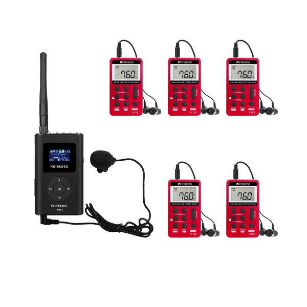 Retekess FT11 Wireless Tour Guide Assisted Listening System Transmitter 5Receiver