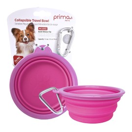 Sale: Prima Pet Expandable/ Collapsible Silicone Food & Water Travel Bowl with Clip for Small & Medium Dog and Cat, Size: 1.5 Cups (5.1 Inch Diameter Bowl) (Pink)