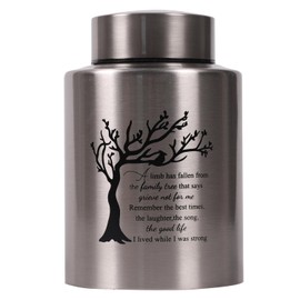 Tree of Life Medium Urn for Human Ashes - Angel Wings Keepsake Urn for Adult Male Female (Silver)