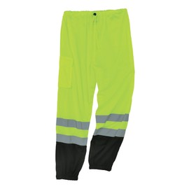 Ergodyne GloWear 8910BK ANSI Black Bottom High Visibility Lime Mesh Reflective Safety Pants, 4XL/5XL