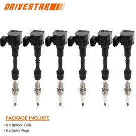 DRIVESTAR UF401 Iridium Spark Plug Ignition Coil Pack Compatible for 2002-2006 Altima 2002-2008 Maxima 2005-2019 Frontier 2003-2008 FX35 2003-2007 G35 2006-2008 M35 Replace# C689