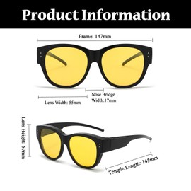 LJCZKA Polarized Over Glasses Sunglasses for Women Men, Round Fit Over Glasses Sunglasses with UV400 Protection