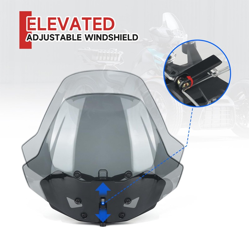 FWXEOZ Adjustable 3 inches Front Windshield for Can-Am Ryker 600