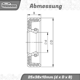 Parts and Parts Radial Shaft Seal 25 x 38 x 10 mm, AS/TC/BASL/WAS, DIN 3760 Seal Ring, NBR 70, Heat & Chemical Resistant, Ideal for Engines, Pumps, Gearboxes & Industrial Applications