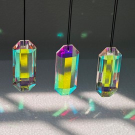 BAINESS 3PCS 3" Crystal Sun Catcher Prisms, AB Colored Suncatcher Crystals Window Indoor Hanging Christmas Ornaments Rainbow Maker Prisms for Christmas,Patio,Chandelier,Garden Ornaments