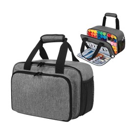 UgyDuky Acrylic Paint Organizer Bag for up to 54 Bottles, Craft Paint Organizer Bag with Handle Strap, Art Supply Organizer Bag with Extra Pocket for Paint Brushes, Paint Bottle Storage Organizer (A)