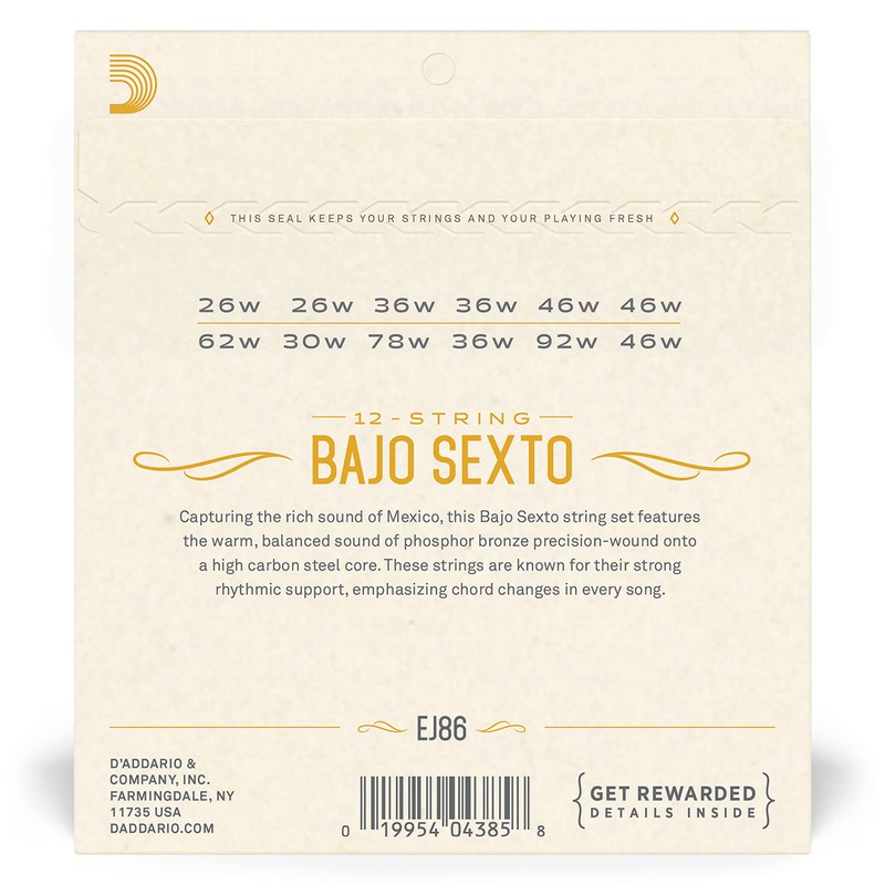 D'Addario EJ86 Bajo Sexto Strings