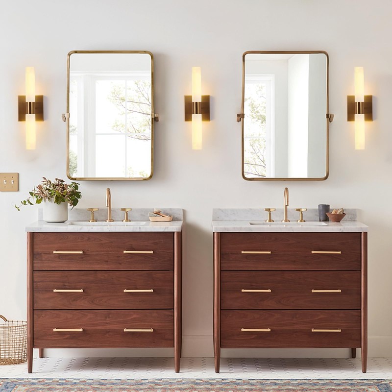 KUZZULL Modern Wall Sconces, Set of 2 Brushed Brass Gold,