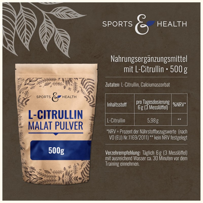 L-Citrulline Malate Powder as 500 g Citruline Powder in a