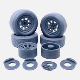 Unbranded 1/24 Resin 15 inch Minilite Wheels, Goodyear Blue Streak Tires, and Brakes - 15x8 & 600-15, 15x10 & 800-15