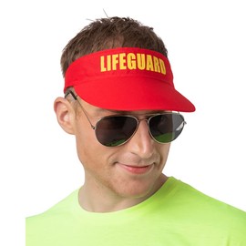 Wicked Costumes Adult Unisex Pub Golf Visor Hat Fancy Dress Accessory (Red Lifeguard)