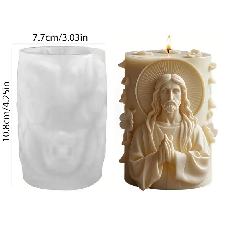 Molde de vela de Jesús en 3D, moldes de silicona