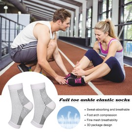 Dokpav 3 Pares Calcetines Fascitis Plantar Tobillera Para Esguince, Tobillera Deportiva De Compresion Para Mejorar Circulación Sanguínea, Calcetines Compresion Para Hombres y Mujeres (L/XL)