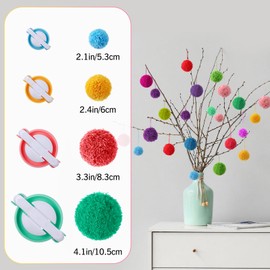 Suncalla 16 Pcs Pompom Makers for Yarn 4 Different Sizes Pompom Maker Kit Craft Tool Set Fluff Ball Weave DIY Wool Yarn Knitting Craft Project for Adult Home Crafts Gifts