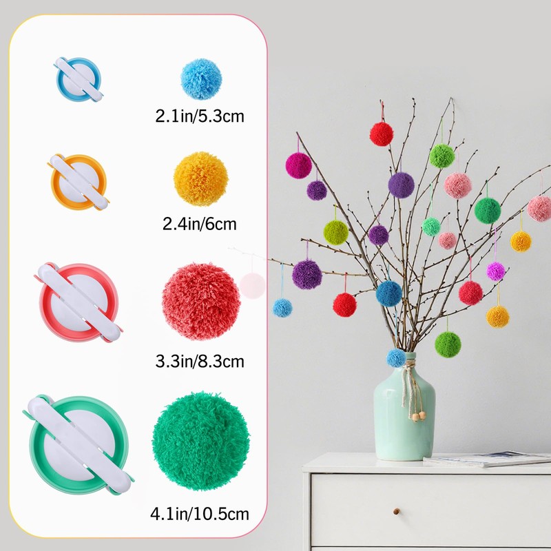 Suncalla 16 Pcs Pompom Makers for Yarn 4 Different Sizes