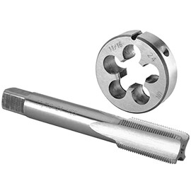 Burkit 11/16"-24 UNEF Tap and Die Set, 11/16 x 24 UNEF Machine Thread Tap and Round Die Right Hand