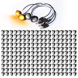 MADCATZ 200 Pcs of 3/4 Inch Side Marker Clear Lens Amber Lights 3 LED Mini Round Indicator Lights with Connector Plug Signal Lamps Grommet for Trailer Truck RV Lorry Boat 12V DC