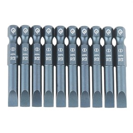 10PCS 50mm Slotted Screwdriver Bits Set Magnetic Flat Head 1/4inch Hex Shank Fits Power Drills Drivers S2 Alloy Steel Slotted Screwdriver Bits Set H6.3 * 50*SL6mm for Repairs Assembly Disassembly